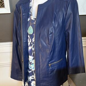 Chicos faux leather motto Jacey size 2 beautiful blue